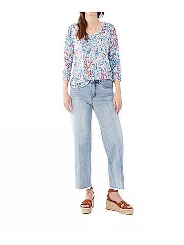 FDJ Quarter Sleeve Scoopneck Top in Multi (view 2)