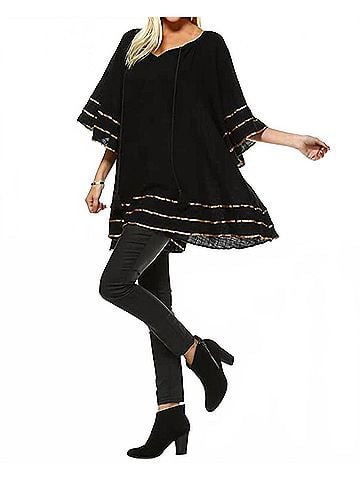 Velzera Kimono Sleeve Swing Top in Black (view 2)
