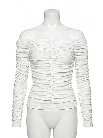 Line & Dot Sofi Ruched Off The Shoulder Top in Ivory (view 1)
