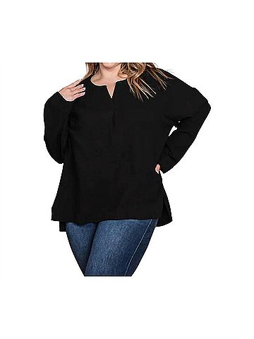 Cotton Bleu Classic Cotton Gauze Pullover Top in Black (view 2)