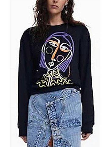 Desigual Face Sweatshirt in Black (view 2)