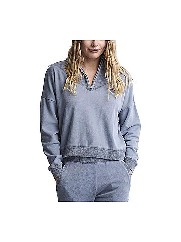 Barefoot Dreams Brushed Fleece Rib Detail Top in Blue Dusk (view 2)