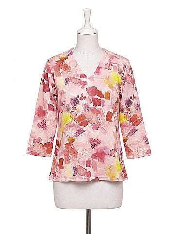 Parsley & Sage Avril V-Neck Top in Pretty Print (view 1)