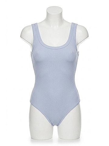 Nikibiki Ribbed Scoop Bodysuit in Ice Blue (view 1)
