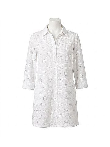 Tommy Bahama Harbour Eyelet Boyfriend Shirt in White (view 1)