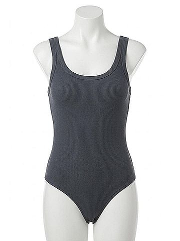 Nikibiki Ribbed Scoop Bodysuit in Ink Blue (view 1)