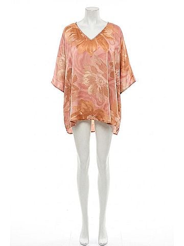 Adrienne Floral Print Poncho Tunic Top in Orange (view 1)