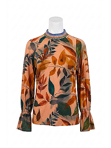 FDJ Mock Neck Trimmed Top in Burnt Orange (view 1)