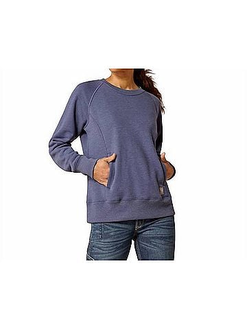 Ariat Women's Rebar Traverse Crew Top in Heather Indigo (view 2)