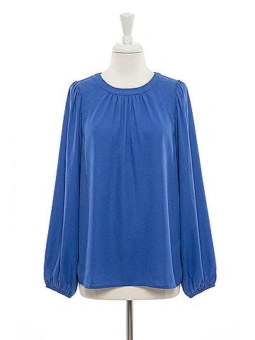 Cotton Bleu Chic Bubble Sleeve Top in Blue (view 1)