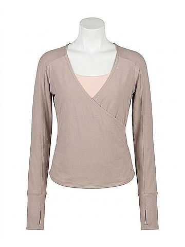 Danskin Barre Wrap Long Sleeve Top in Atmosphere (view 1)