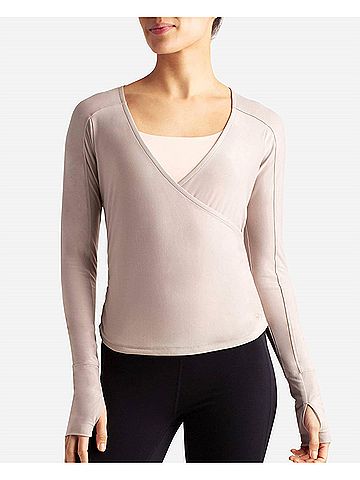 Danskin Barre Wrap Long Sleeve Top in Atmosphere (view 2)