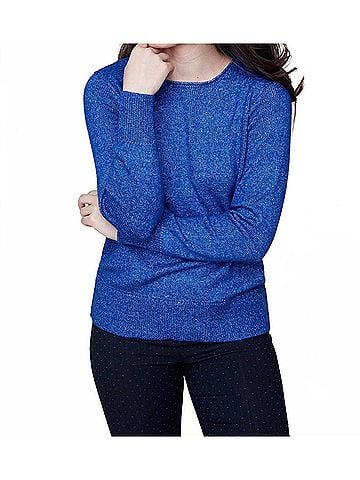 Renuar Women's Crewneck Sweater in Cobalt Blue (view 2)