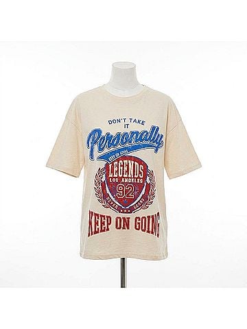 Ambar Don't Take It Personally Printed Short Sleeve Tshirt in Stone (view 1)