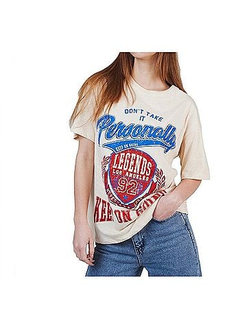 Ambar Don't Take It Personally Printed Short Sleeve Tshirt in Stone (view 2)