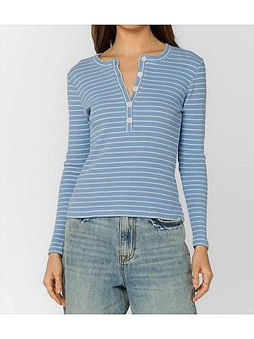 Velvet Heart Stripe Beasley Top in Periwinkle (view 2)
