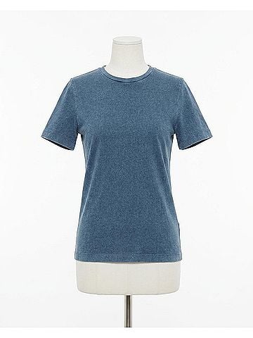Tibi Stretch Denim Baby Tee in Classic Wash (view 1)