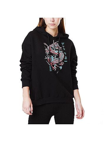 Ambar Dragon Fleece Hoodie in Black (view 2)