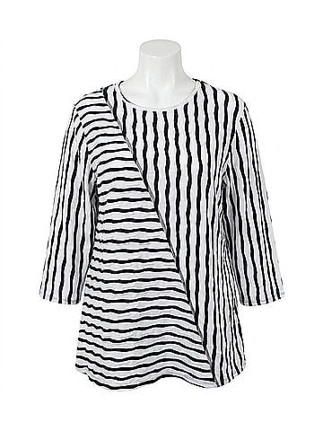 N Touch Women's Wavy Stripe Top in Black (view 1)