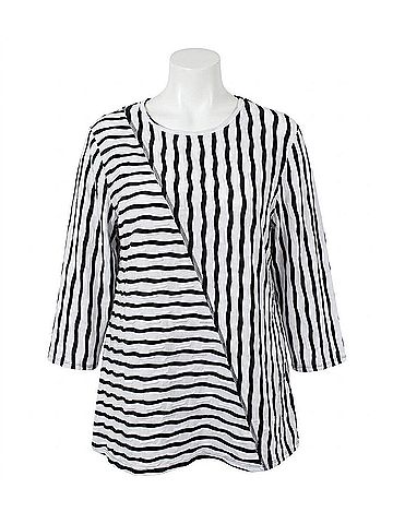 N Touch Women's Wavy Stripe Top in Black (view 1)