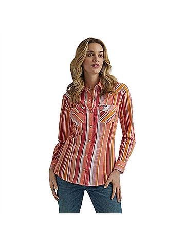 Wrangler Jeans Co Retro Long Sleeve Top in Multi (view 2)