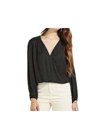 Gentle Fawn Aria V Neck Blouse in Black (view 2)