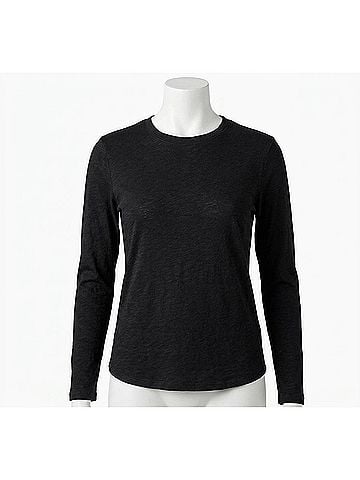 Bella Dahl Long Sleeve Crew Neck T-Shirt in Black (view 1)