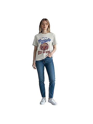 Ambar Don't Take It Personally Printed Short Sleeve Tshirt in Gray (view 2)