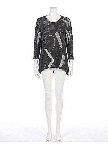 Jess & Jane Contours Sweater Knit High Low Slit Top in Multi (view 1)