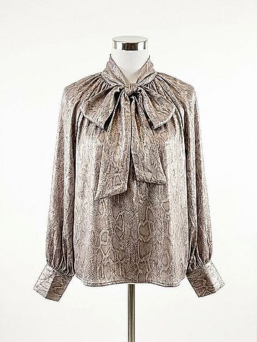 Glam Metallic Ties Blouse in Silver (view 1)
