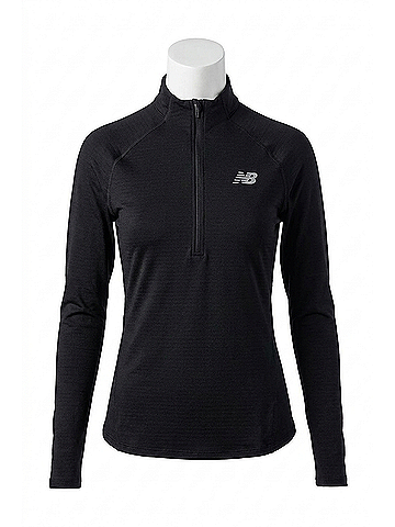 New Balance Women's Heat Half Zip Long Sleeve Top in Black (view 1)
