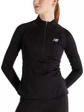 New Balance Women's Heat Half Zip Long Sleeve Top in Black (view 2)