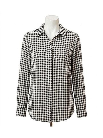 Renuar Long Sleeve Button Up Woven Blouse in Black Combo (view 1)