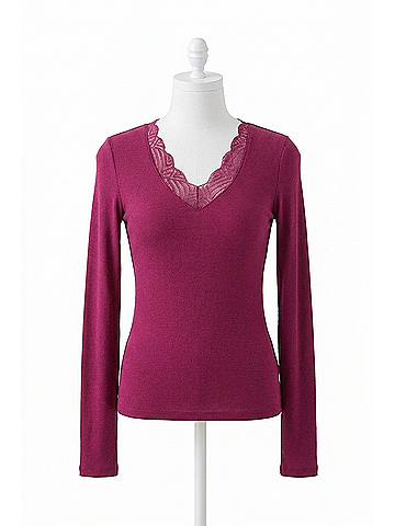 P.J. Salvage Sweet Dreams Bordeaux Long Sleeve Top in Bordeaux (view 1)
