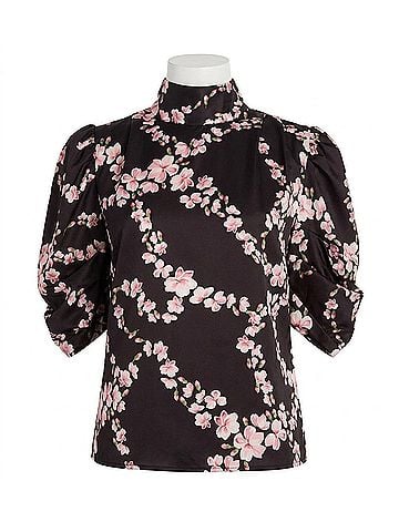 MISA Los Angeles Luella Satin Top in Chained Blossom (view 1)
