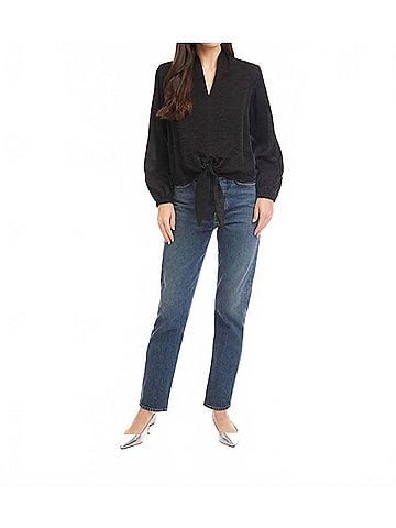 Fifteen Twenty Scarlet Tie Front Top in Black (view 2)