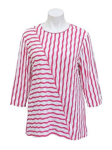 N Touch Women's Wavy Stripe Top in Pink (view 1)