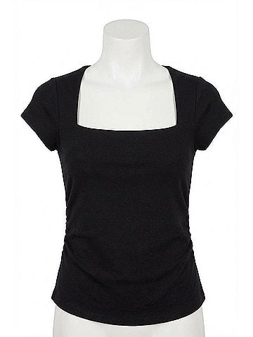 Fifteen Twenty Lorna Cap Sleeve Square Neck Top in Black (view 1)