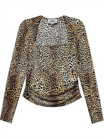 Fifteen Twenty Cady Shirred Top in Leopard (view 1)