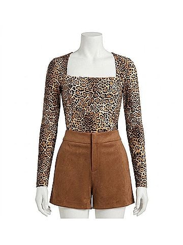 Fifteen Twenty Cady Shirred Top in Leopard (view 2)