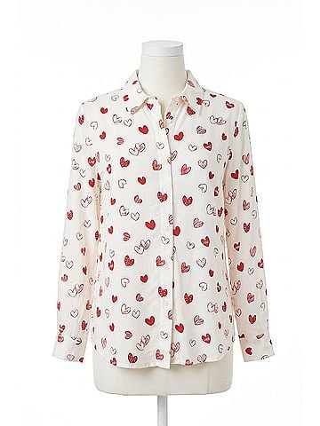 Renuar Heart Prints Button Blouse in Scarlet Combo (view 1)