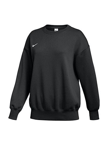 Nike Women's Phoenix Fleece Crew Sweatshirt in Black/White (view 2)
