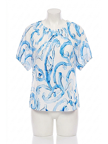 Fifteen Twenty Savina Short Sleeve Blouse in Painted Paisley Print (view 1)