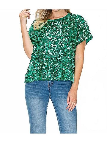 Joh Jeovanny Sequin Top in Mint (view 2)