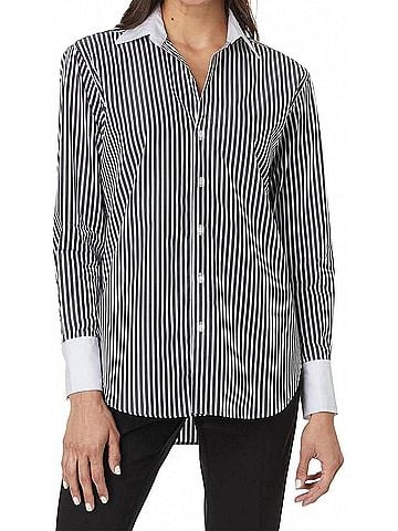 Elliott Lauren Women's Parallel Lines Blouse in Blk/Wht (view 2)