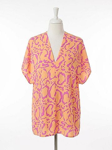 Adrienne Leopard Love Top in Orange And Pink (view 1)