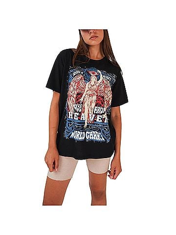Ambar Rock N Roll Relaxed Fit T-Shirt in Black (view 2)