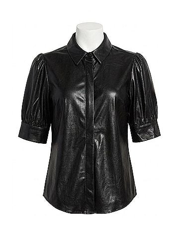 Tyler Boe Alice Pleather Shirt in Black (view 1)