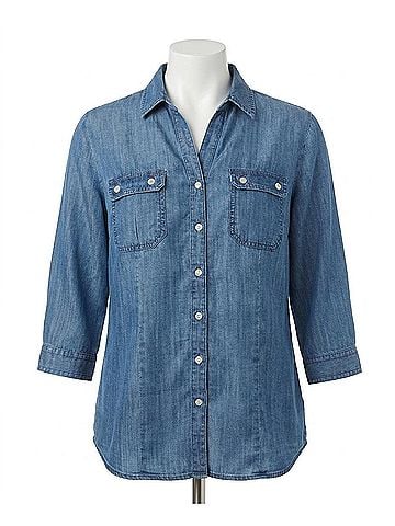 N Touch Women's Tencel Denim Shirt in Blue (view 1)