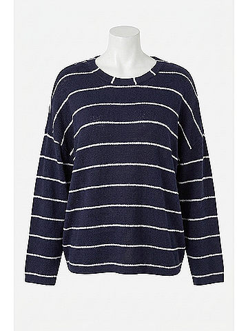 Blu Pepper Stripe Long Sleeve Top in Navy (view 1)